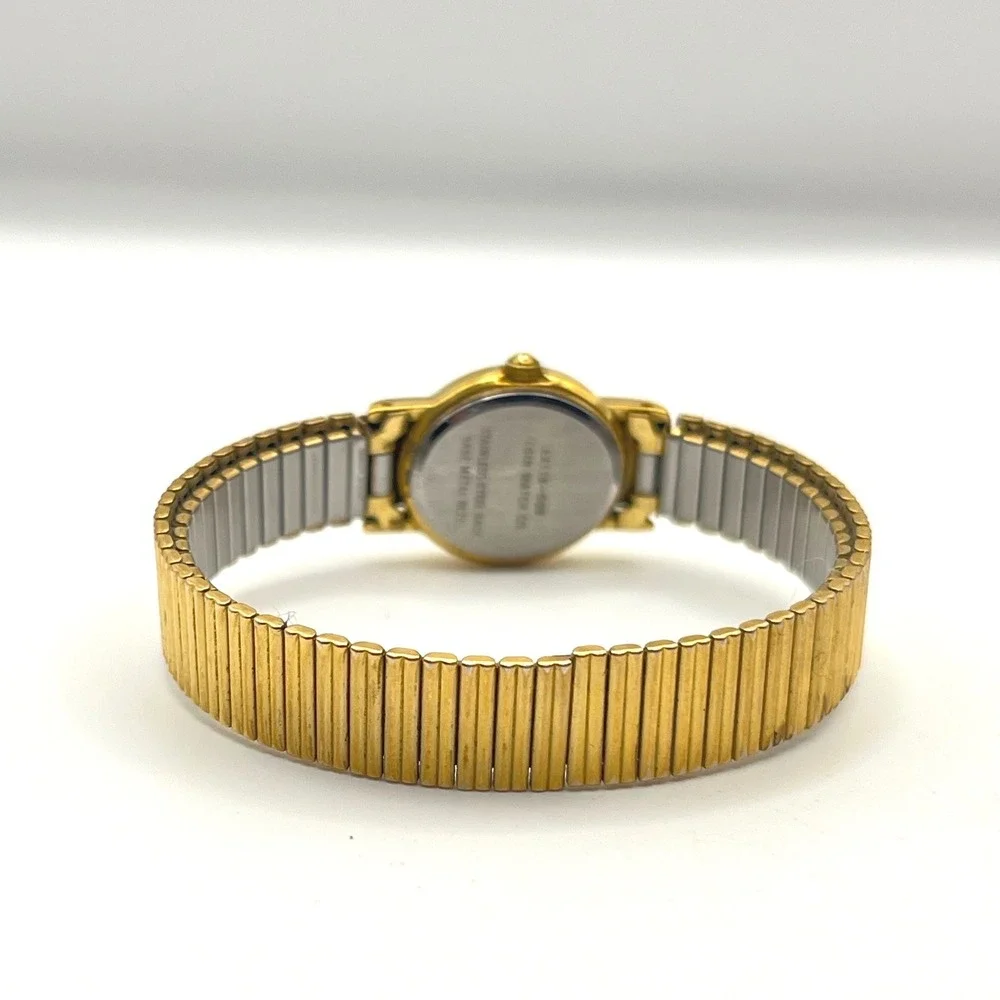 Elgin Ladies Quartz Watch Gold Tone Expansion Band White Dial EX118-009 Vintage